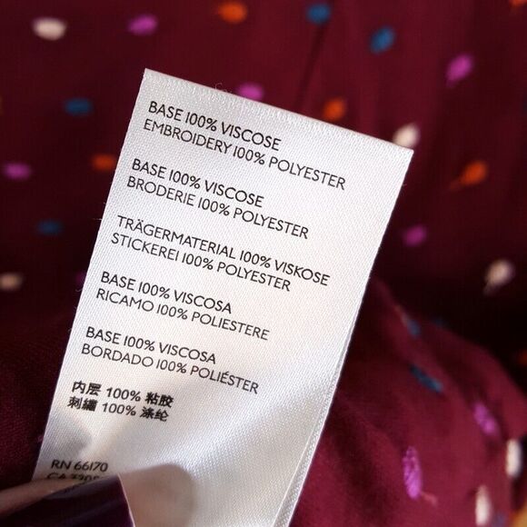 MAEVE Womens Top Medium Maroon Pullover Swiss Polka Dot Dottie ANTHROPOLOGIE - Picture 6 of 11